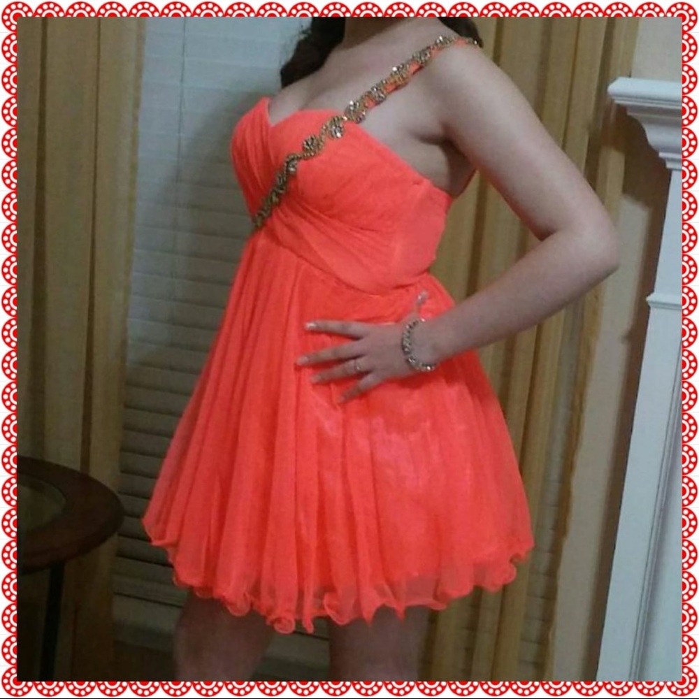 Salmon pink formal dress